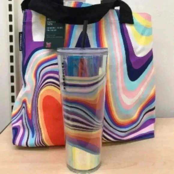 NWT Starbucks x Target Rainbow Tote & Tumbler - Picture 1 of 5